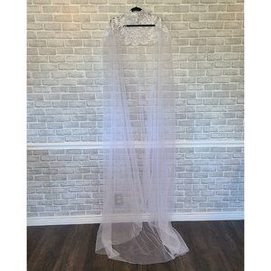 Wedding Veil Cape Lace Shoulder Tulle Elvin White Prom Gown osfm